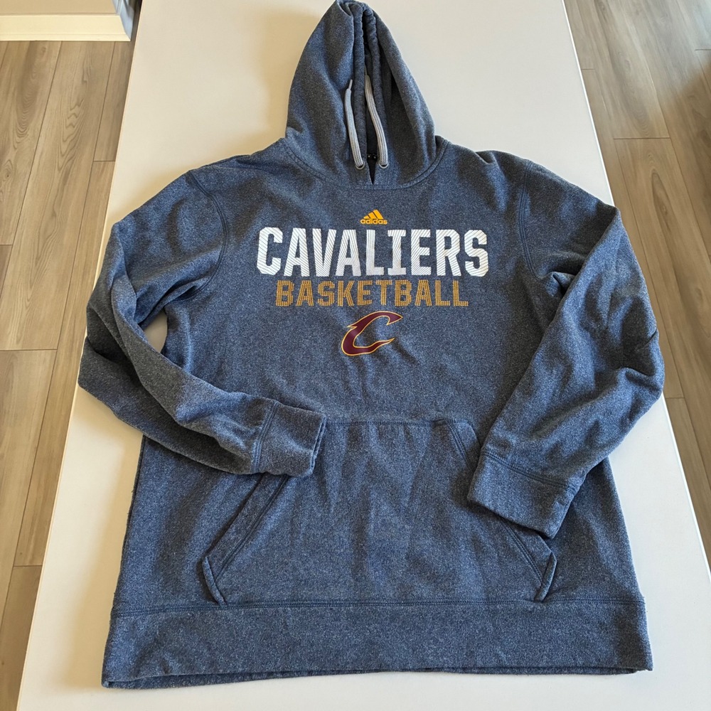 Adidas Mens Cleveland Cavaliers Basketball Hoodie ClimaWarm Navy Blue Medium